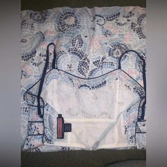 Vineyard Vines Blue and Pink Mosaic Midi Dress size 8 M-L great vacation dress - Picture 7 of 7